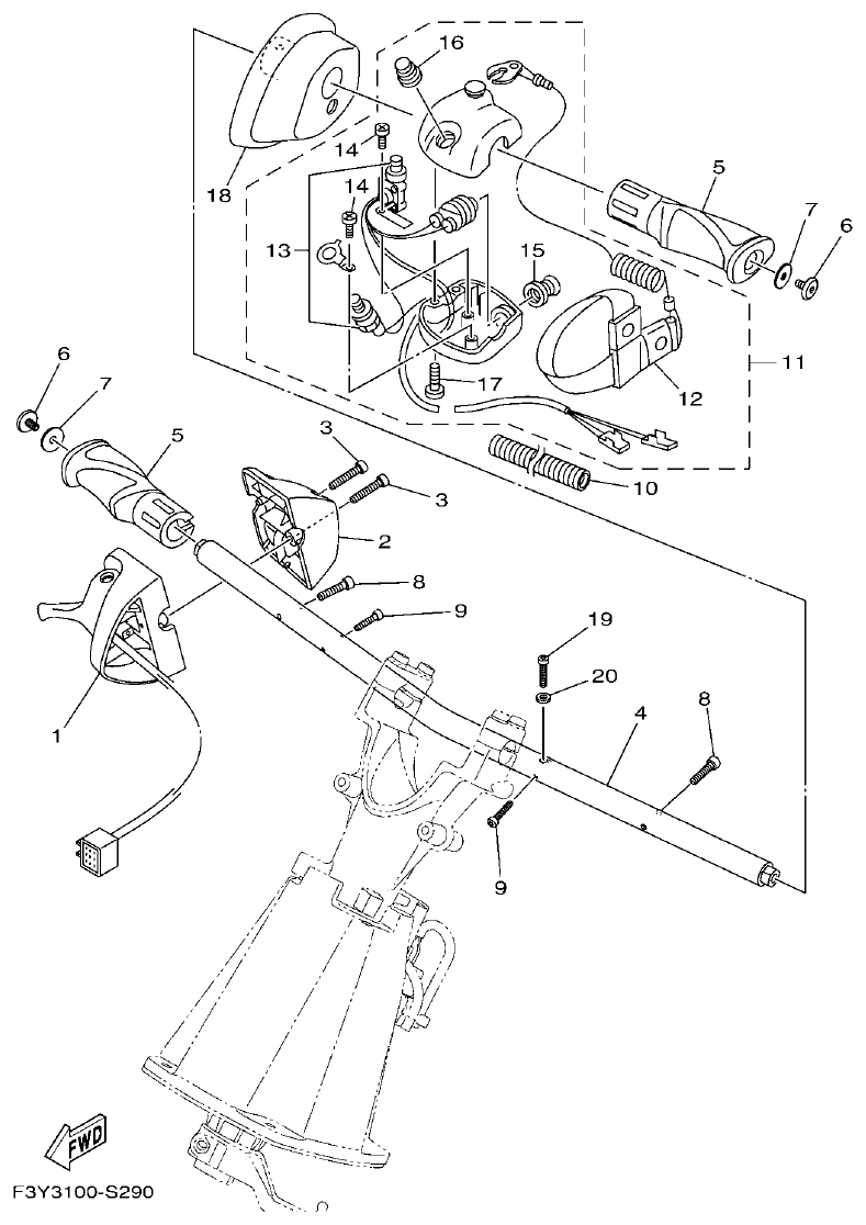 Yamaha EX1050B-S(F3Y36GAB6GA2 STEERING 1 parts diagram